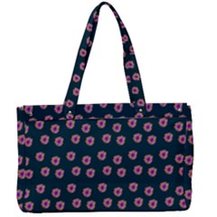 Peach Purple Daisy Flower Teal Canvas Work Bag