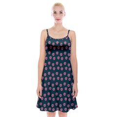 Peach Purple Daisy Flower Teal Spaghetti Strap Velvet Dress by snowwhitegirl