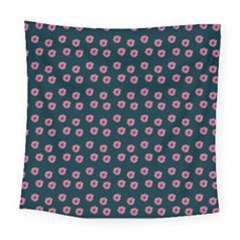 Peach Purple Daisy Flower Teal Square Tapestry (Large)