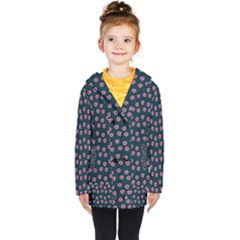 Peach Purple Daisy Flower Teal Kids  Double Breasted Button Coat by snowwhitegirl