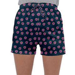 Peach Purple Daisy Flower Teal Sleepwear Shorts