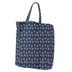 Peach Purple Daisy Flower Teal Giant Grocery Tote