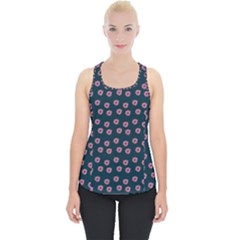 Peach Purple Daisy Flower Teal Piece Up Tank Top