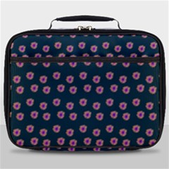 Peach Purple Daisy Flower Teal Full Print Lunch Bag