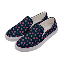 Peach Purple Daisy Flower Teal Women s Canvas Slip Ons