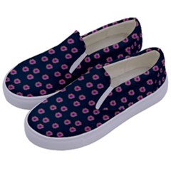 Peach Purple Daisy Flower Teal Kids  Canvas Slip Ons