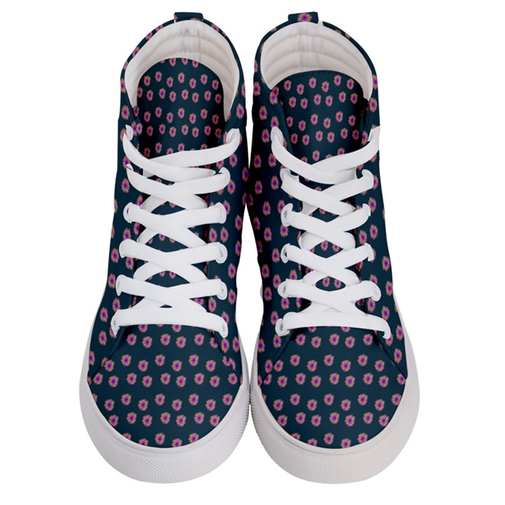 Peach Purple Daisy Flower Teal Men s Hi-Top Skate Sneakers