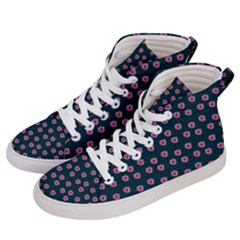 Peach Purple Daisy Flower Teal Men s Hi-Top Skate Sneakers