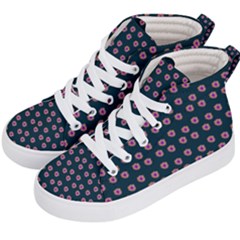 Peach Purple Daisy Flower Teal Kids  Hi-Top Skate Sneakers