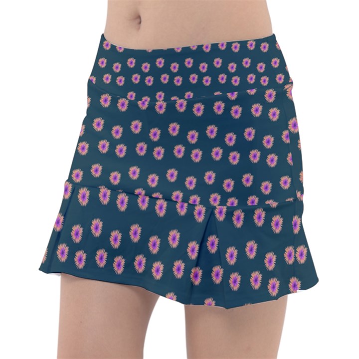 Peach Purple Daisy Flower Teal Tennis Skorts