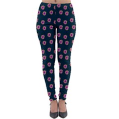 Peach Purple Daisy Flower Teal Lightweight Velour Leggings