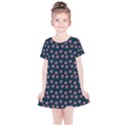 Peach Purple Daisy Flower Teal Kids  Simple Cotton Dress View1