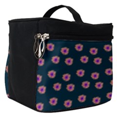 Peach Purple Daisy Flower Teal Make Up Travel Bag (Small)