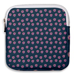 Peach Purple Daisy Flower Teal Mini Square Pouch