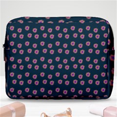 Peach Purple Daisy Flower Teal Make Up Pouch (Large)