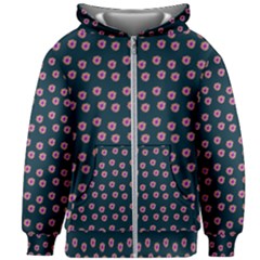 Peach Purple Daisy Flower Teal Kids  Zipper Hoodie Without Drawstring