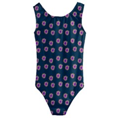 Peach Purple Daisy Flower Teal Kids  Cut-Out Back One Piece Swimsuit