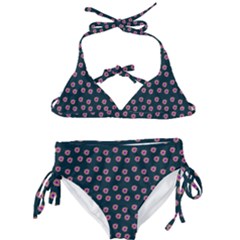 Peach Purple Daisy Flower Teal Kids  Classic Bikini Set