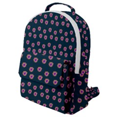 Peach Purple Daisy Flower Teal Flap Pocket Backpack (Small)