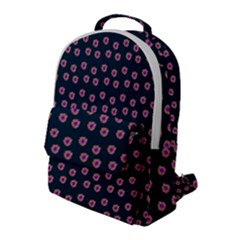 Peach Purple Daisy Flower Teal Flap Pocket Backpack (Large)