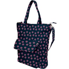 Peach Purple Daisy Flower Teal Shoulder Tote Bag