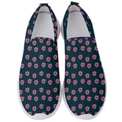 Peach Purple Daisy Flower Teal Men s Slip On Sneakers