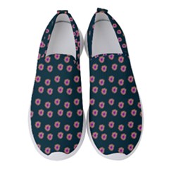 Peach Purple Daisy Flower Teal Women s Slip On Sneakers