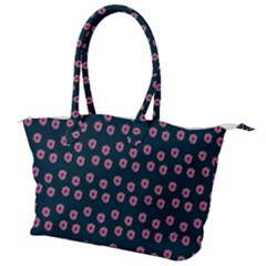 Peach Purple Daisy Flower Teal Canvas Shoulder Bag