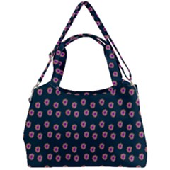 Peach Purple Daisy Flower Teal Double Compartment Shoulder Bag