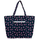 Peach Purple Daisy Flower Teal Zip Up Canvas Bag View3