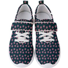 Peach Purple Daisy Flower Teal Men s Velcro Strap Shoes