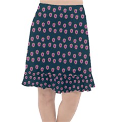 Peach Purple Daisy Flower Teal Fishtail Chiffon Skirt