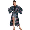 Peach Purple Daisy Flower Teal Maxi Kimono View1