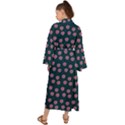 Peach Purple Daisy Flower Teal Maxi Kimono View2