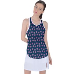 Peach Purple Daisy Flower Teal Racer Back Mesh Tank Top