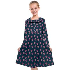 Peach Purple Daisy Flower Teal Kids  Midi Sailor Dress