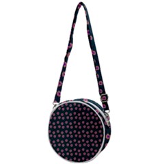 Peach Purple Daisy Flower Teal Crossbody Circle Bag by snowwhitegirl