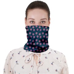 Peach Purple Daisy Flower Teal Face Covering Bandana (Adult)