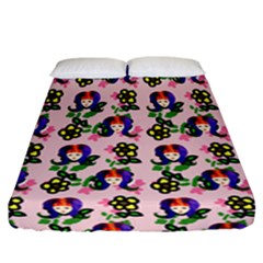 60s Girl Pink Floral Daisy Fitted Sheet (california King Size) by snowwhitegirl