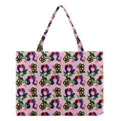 60s Girl Pink Floral Daisy Medium Tote Bag by snowwhitegirl