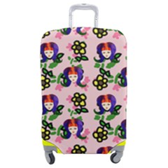 60s Girl Pink Floral Daisy Luggage Cover (medium) by snowwhitegirl