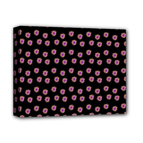 Peach Purple Daisy Flower Black Deluxe Canvas 14  X 11  (stretched) by snowwhitegirl