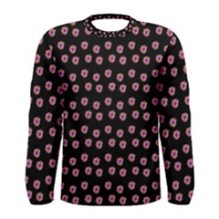 Peach Purple Daisy Flower Black Men s Long Sleeve Tee by snowwhitegirl