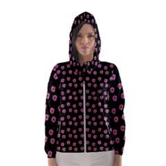 Peach Purple Daisy Flower Black Women s Hooded Windbreaker by snowwhitegirl