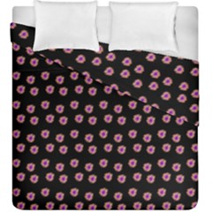 Peach Purple Daisy Flower Black Duvet Cover Double Side (king Size) by snowwhitegirl