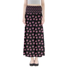 Peach Purple Daisy Flower Black Full Length Maxi Skirt by snowwhitegirl