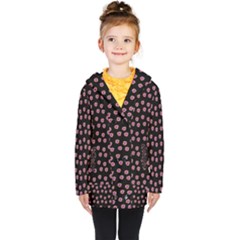 Peach Purple Daisy Flower Black Kids  Double Breasted Button Coat by snowwhitegirl