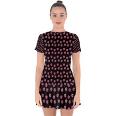 Peach Purple Daisy Flower Black Drop Hem Mini Chiffon Dress by snowwhitegirl