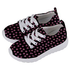 Peach Purple Daisy Flower Black Kids  Lightweight Sports Shoes by snowwhitegirl