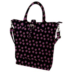 Peach Purple Daisy Flower Black Buckle Top Tote Bag by snowwhitegirl